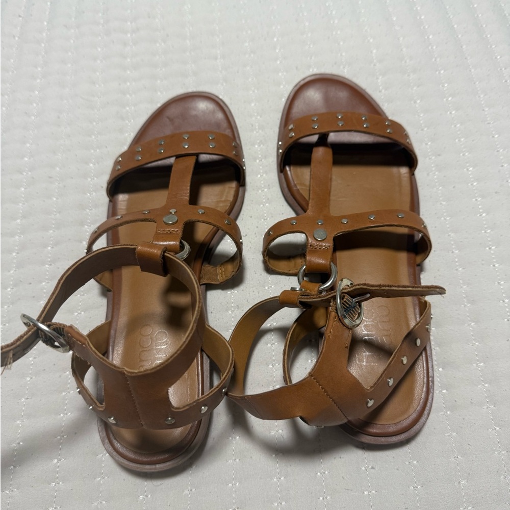 Franco Sarto Tan Studded Sandals